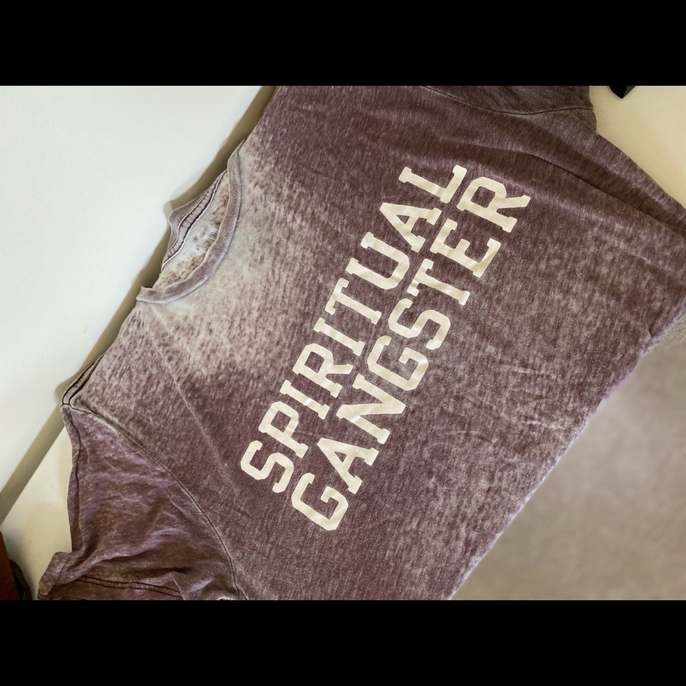 Spiritual Gangster burnout maroon tee Large